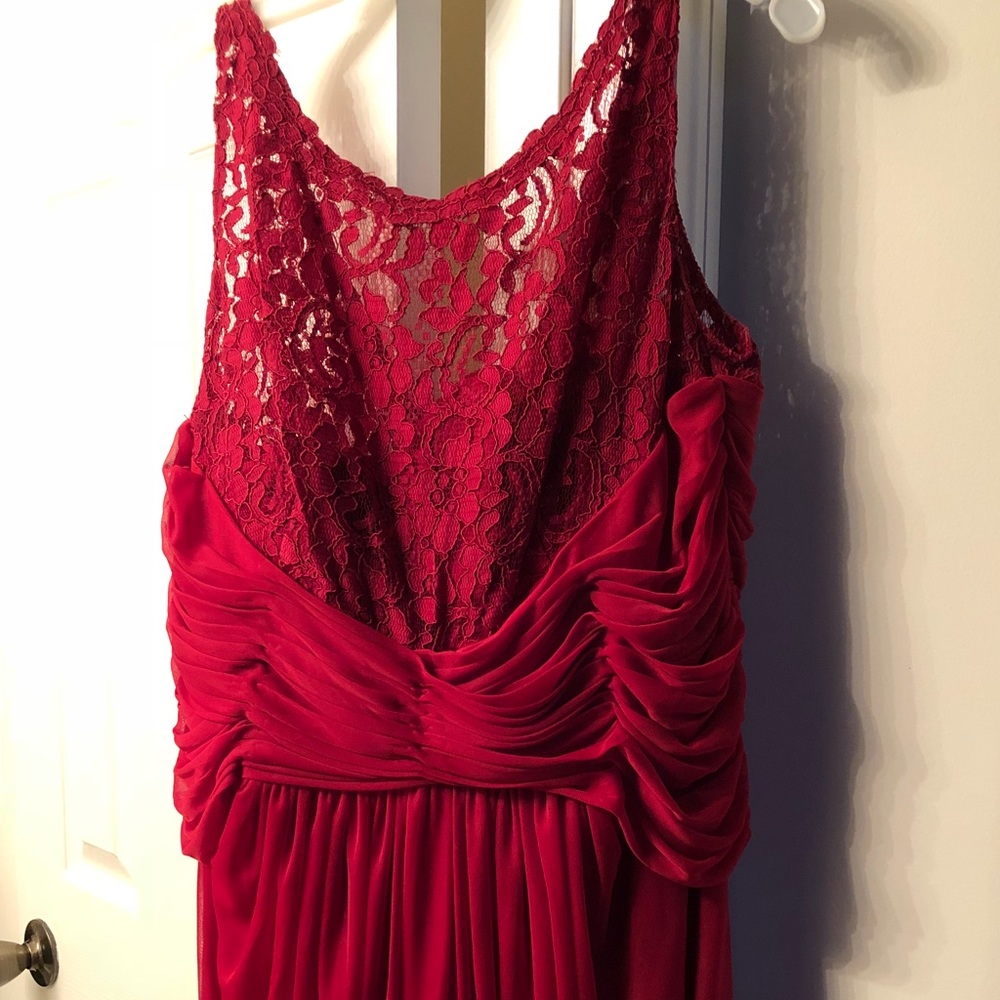 Floor Length Red Lace Dress